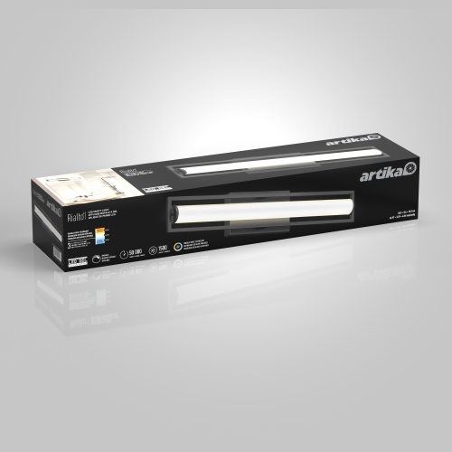 Artika Rialto Modern Bathroom Vanity Light Fixture, Matte Black