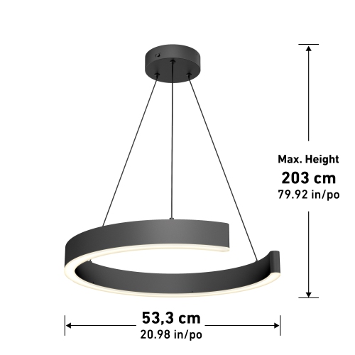 Artika Vance LED Modern Pendant Light Black
