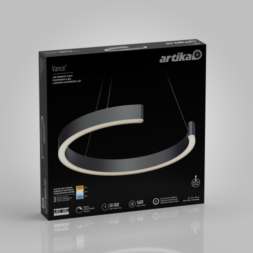 Artika Vance LED Modern Pendant Light Black