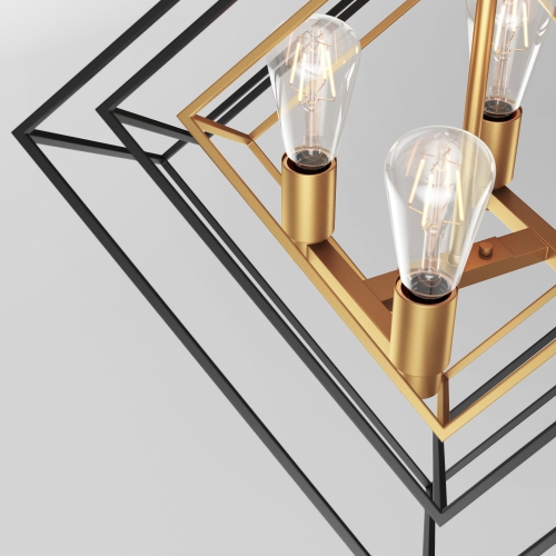 Artika Harmonium Modern Mid Century Chandelier, Black and Gold