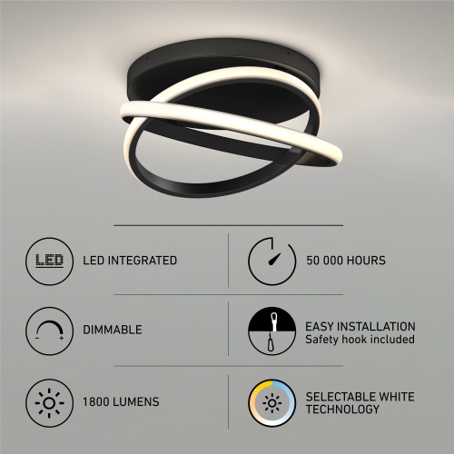 Artika Orbia Modern LED Ceiling Light Fixture, Black