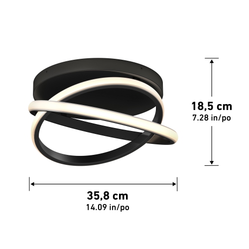 Artika Orbia Modern LED Ceiling Light Fixture, Black