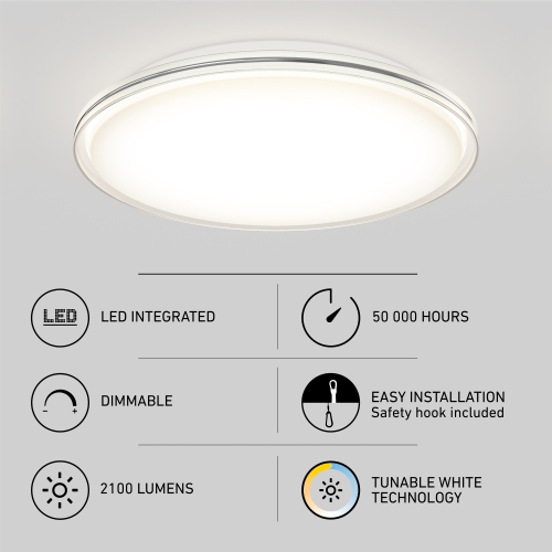 Artika Astrid Modern LED Flush Mount Ceiling Light Fixture with Remote, White
