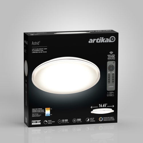 Artika Astrid Modern LED Flush Mount Ceiling Light Fixture with Remote, White