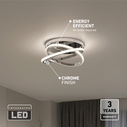 Artika Orbia Modern LED Ceiling Light Fixture, Chrome