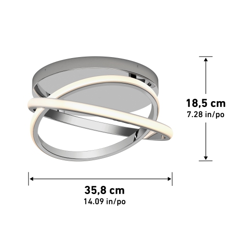 Artika Orbia Modern LED Ceiling Light Fixture, Chrome