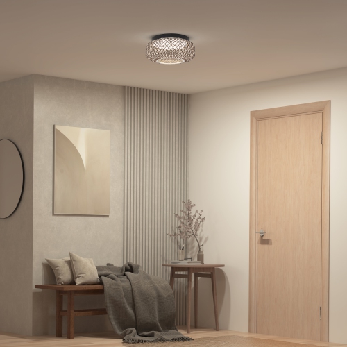 Plafonnier Artika Benson Exotic, noir et rotin