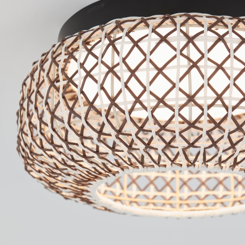 Plafonnier Artika Benson Exotic, noir et rotin
