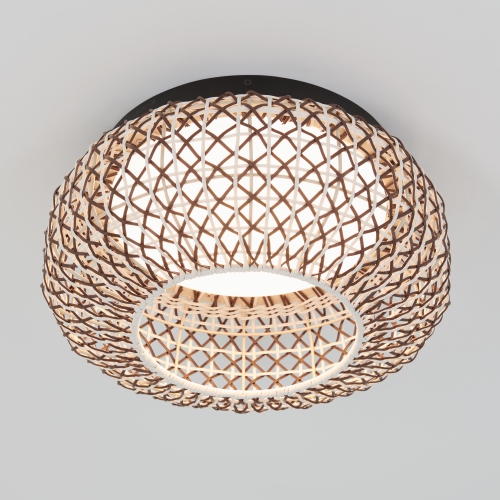 Plafonnier Artika Benson Exotic, noir et rotin