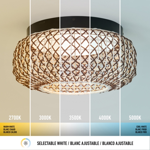 Plafonnier Artika Benson Exotic, noir et rotin