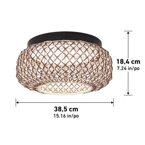 Plafonnier Artika Benson Exotic, noir et rotin