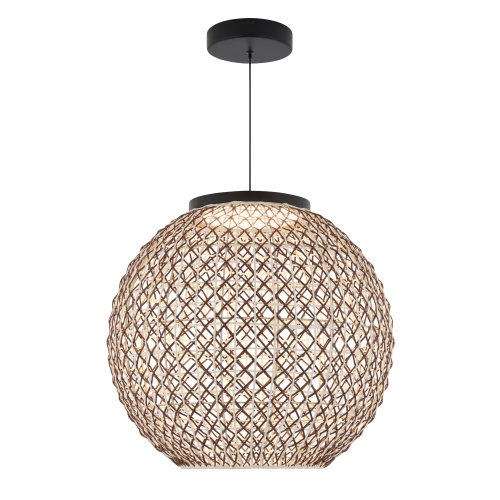 Artika – Luminaire suspendu exotique Benson, noir et rotin