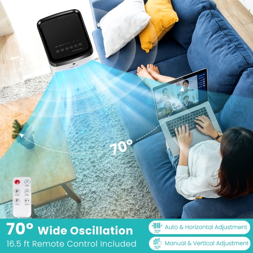 Costway 4-in-1 Evaporative Air Cooler, Quiet Personal Swamp Cooler with Remote Control, 70° Oscillation, 12H Timer, 4 Speeds, 2 Ice Boxes, Portable