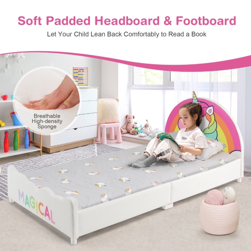 Costway – cadres de lit jumeau pour enfants, lit jumeau en bois avec tête et base à lattes, meubles pour chambre d’enfant, pour matelas simple