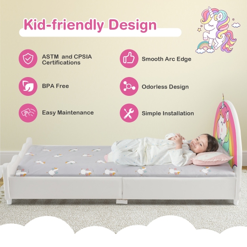 Costway – cadres de lit jumeau pour enfants, lit jumeau en bois avec tête et base à lattes, meubles pour chambre d’enfant, pour matelas simple
