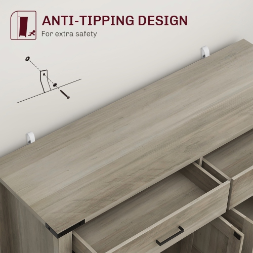 HOMCOM Sideboard Buffet Cabinet, 47" Kitchen Storage Cabinet with 2 Drawers and Adjustable Shelves, Farmhouse Sideboard for Living Room, Dining Room,