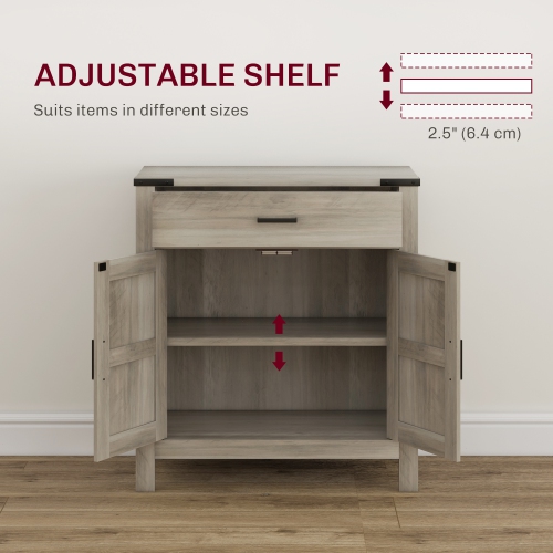 HOMCOM Sideboard Buffet Cabinet, 31" Kitchen Storage Cabinet with Drawer and Adjustable Shelf, Farmhouse Sideboard for Living Room, Dining Room,