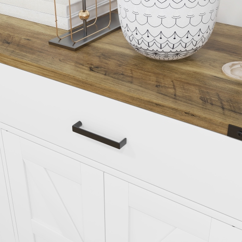 HOMCOM Sideboard Buffet Cabinet, 47" Kitchen Storage Cabinet with 2 Drawers and Adjustable Shelves, Farmhouse Sideboard for Living Room, Dining Room,