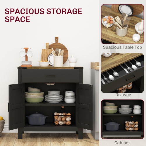 HOMCOM Sideboard Buffet Cabinet, 31" Kitchen Storage Cabinet with Drawer and Adjustable Shelf, Farmhouse Sideboard for Living Room, Dining Room,