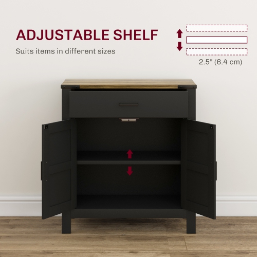 HOMCOM Sideboard Buffet Cabinet, 31" Kitchen Storage Cabinet with Drawer and Adjustable Shelf, Farmhouse Sideboard for Living Room, Dining Room,