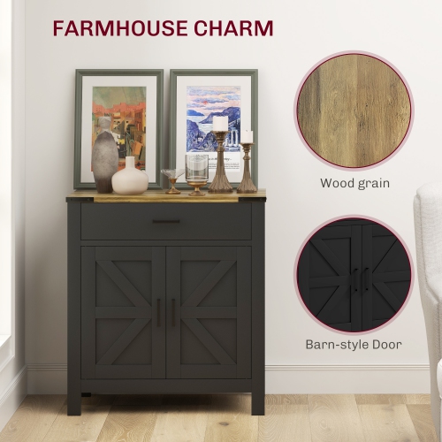 HOMCOM Sideboard Buffet Cabinet, 31" Kitchen Storage Cabinet with Drawer and Adjustable Shelf, Farmhouse Sideboard for Living Room, Dining Room,