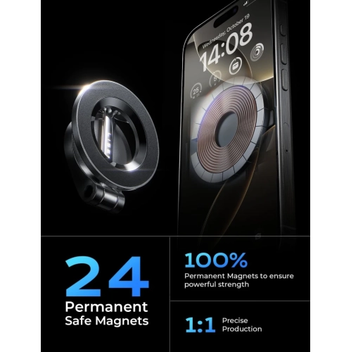MagSafe Car Mount with 24 Strong Magnets | 360° Rotating Magnetic Phone Holder for iPhone 16 Pro Max/Plus, 15, 14, 13, 12 | Dash & Car Mount for
