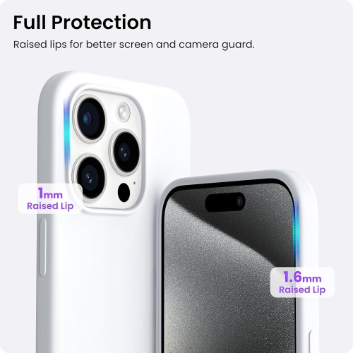 ORNARTO – compatible avec l’étui iPhone 15 Pro 6,1 po, mince silicone liquide 3 couches, étui protecteur en caoutchouc souple entièrement recouvert