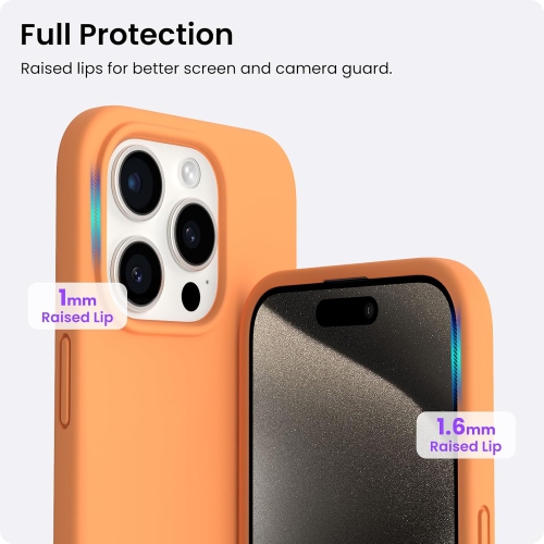 ORNARTO Compatible with iPhone 15 Pro Case 6.1", Slim Liquid Silicone 3 Layers Full Covered Soft Gel Rubber Phone Case Protective Cover 6.1 Inch,