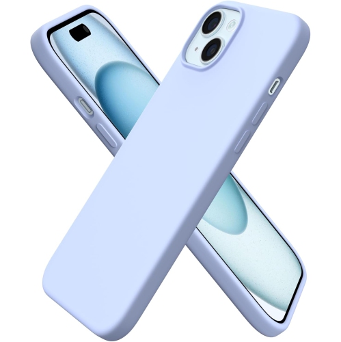 ORNARTO Compatible with iPhone 15 Plus Case 6.7", Slim Liquid Silicone 3 Layers Full Covered Soft Gel Rubber Case Protective Cover 6.7 inch-Baby Blue