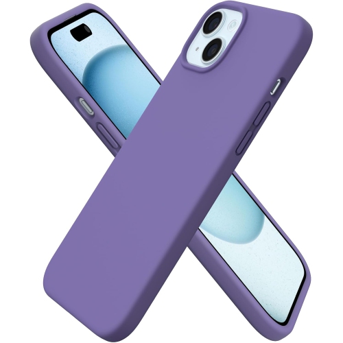 ORNARTO Compatible with iPhone 15 Plus Case 6.7", Slim Liquid Silicone 3 Layers Full Covered Soft Gel Rubber Case Protective Cover 6.7 inch-Amethyst