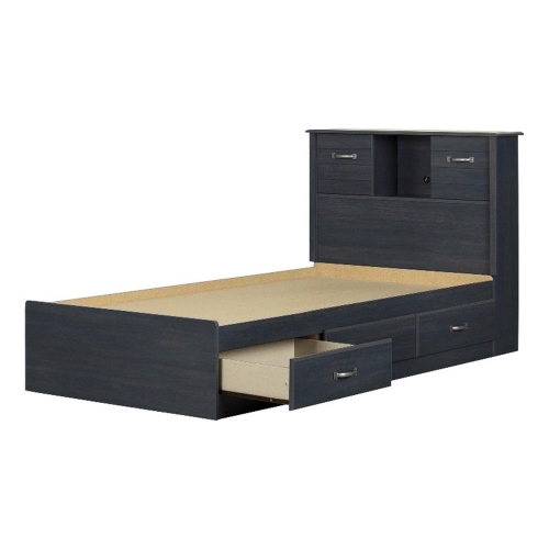 South Shore Storage Bed and Bookcase Headboard Set Blueberry Ulysses