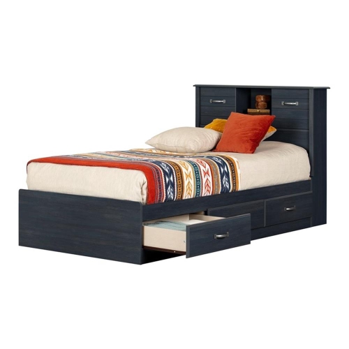 South Shore Storage Bed and Bookcase Headboard Set Blueberry Ulysses