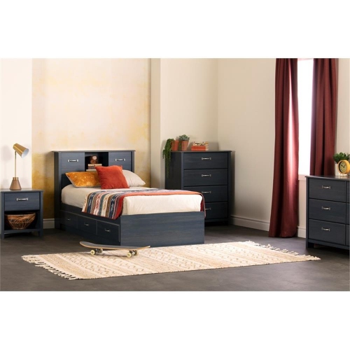 South Shore Storage Bed and Bookcase Headboard Set Blueberry Ulysses