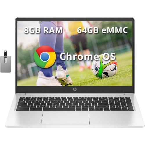 HP 15.6" HD chromebook Laptop, Intel Pentium N6000 Processor, 64GB eMMC Storage, 8GB LPDDR4 RAM, Intel HD Graphics, 720P HD Webcam, Mineral Silver,