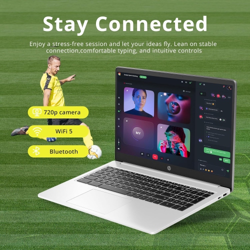 HP 15.6" HD chromebook Laptop, Intel Pentium N6000 Processor, 64GB eMMC Storage, 8GB LPDDR4 RAM, Intel HD Graphics, 720P HD Webcam, Mineral Silver,