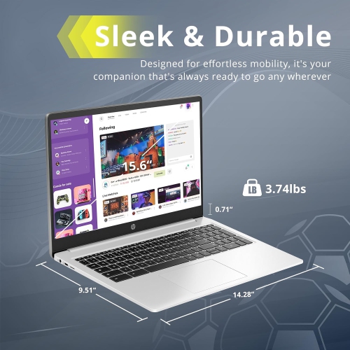 HP 15.6" HD chromebook Laptop, Intel Pentium N6000 Processor, 64GB eMMC Storage, 8GB LPDDR4 RAM, Intel HD Graphics, 720P HD Webcam, Mineral Silver,