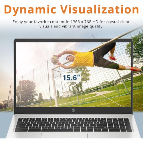 HP 15.6" HD chromebook Laptop, Intel Pentium N6000 Processor, 64GB eMMC Storage, 8GB LPDDR4 RAM, Intel HD Graphics, 720P HD Webcam, Mineral Silver,
