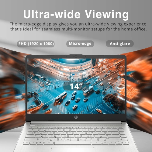 HP 14" FHD Lightweight Laptop, Intel Pentium Silver N6000, 64GB eMMC Storage, 4GB RAM, 720p Webcam, Intel UHD Graphics, Wi-Fi 5, Bluetooth, Win 11,