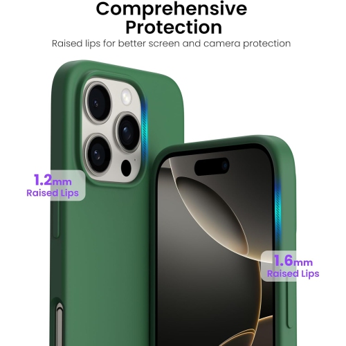 ORNARTO Compatible with iPhone 16 Pro Case 6.3",Liquid Silicone 3 Layers Full Covered Soft Gel Rubber Phone Case, Shockproof Protective Cover-Clover