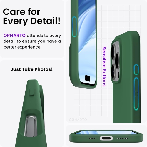 ORNARTO Compatible with iPhone 16 Pro Case 6.3",Liquid Silicone 3 Layers Full Covered Soft Gel Rubber Phone Case, Shockproof Protective Cover-Clover