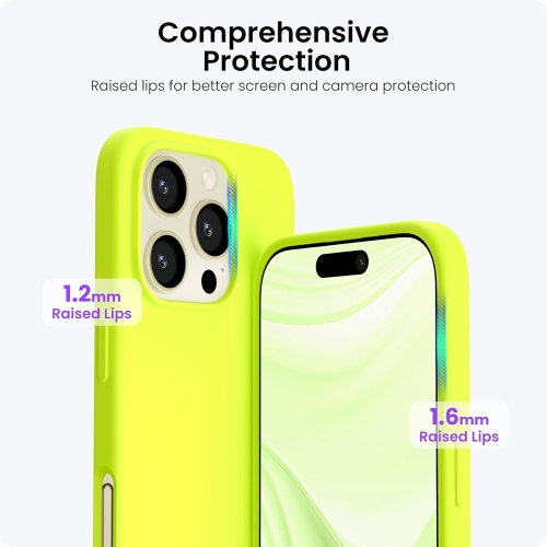 ORNARTO compatible avec l’étui iPhone 16 Pro Max 6,9 po, 3 couches de silicone liquide, étui de téléphone en caoutchouc souple entièrement recouvert