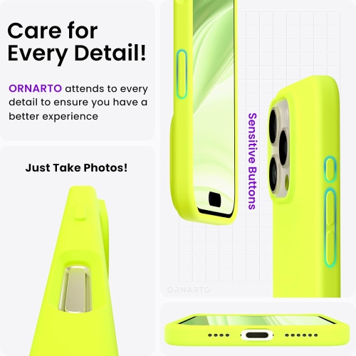 ORNARTO compatible avec l’étui iPhone 16 Pro Max 6,9 po, 3 couches de silicone liquide, étui de téléphone en caoutchouc souple entièrement recouvert