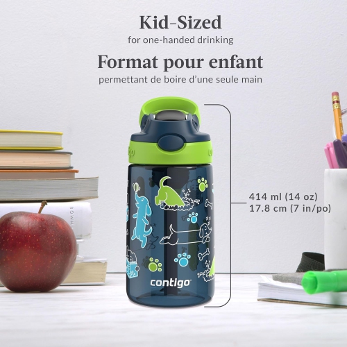 Contigo - bouteille d'eau pour enfants, couvercle antifuite, capacité 414&nbsp;ml, motif chien