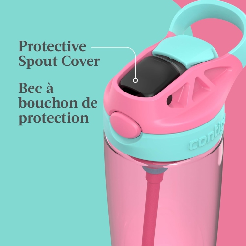 Contigo - bouteille d'eau pour enfants, couvercle antifuite, capacité 591&nbsp;ml, rose