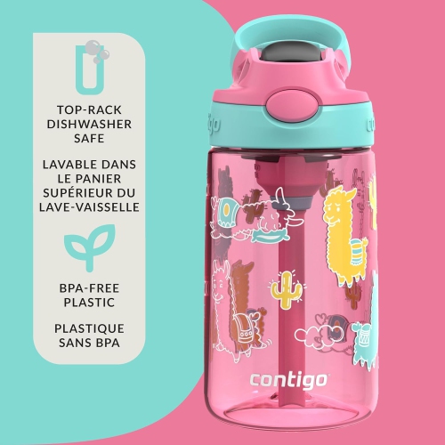 Contigo - bouteille d'eau pour enfants, couvercle antifuite, capacité 414 ml, motif Alpaca
