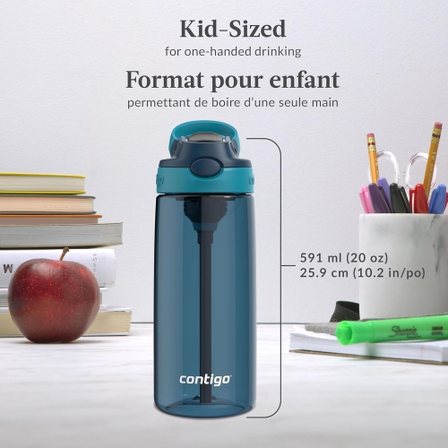 Contigo - bouteille d'eau pour enfants, couvercle antifuite, capacité 591&nbsp;ml, bleu