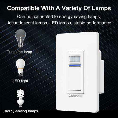 WENHOME 3 Way Smart Wi-Fi Motion Detection, WiFi Light switch works with Alexa and Google Assistant, No Hub required, White