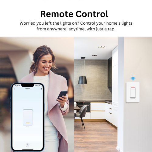WENHOME 3-Way Smart Light Switch, Neutral Wire and 2.4 GHZ WiFi Required, Remote and voice control, Works with Alexa and Google Home, No Hub