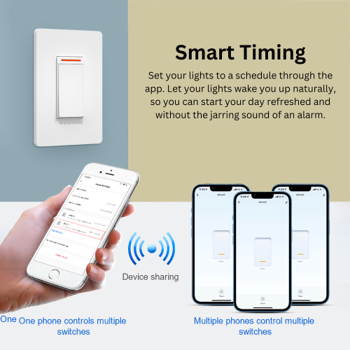WENHOME 3-Way Smart Light Switch, Neutral Wire and 2.4 GHZ WiFi Required, Remote and voice control, Works with Alexa and Google Home, No Hub