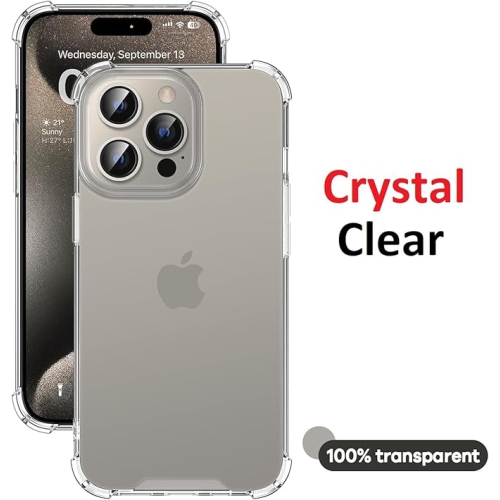 Apple iPhone 15 Pro Max Clear Case with Shockproof Bumper Durable Transparent Cover with Impact-Resistant Protection